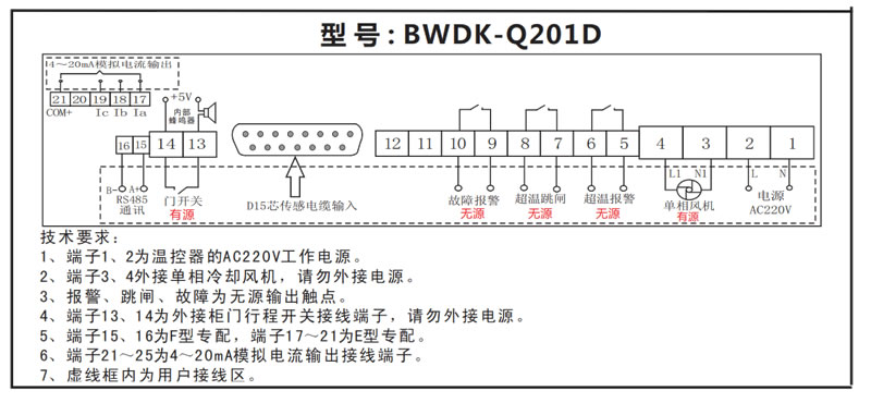 BWDK-Q201幹式變壓器(qì)溫控器(qì)接線圖